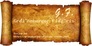 Grünsberger Flóris névjegykártya